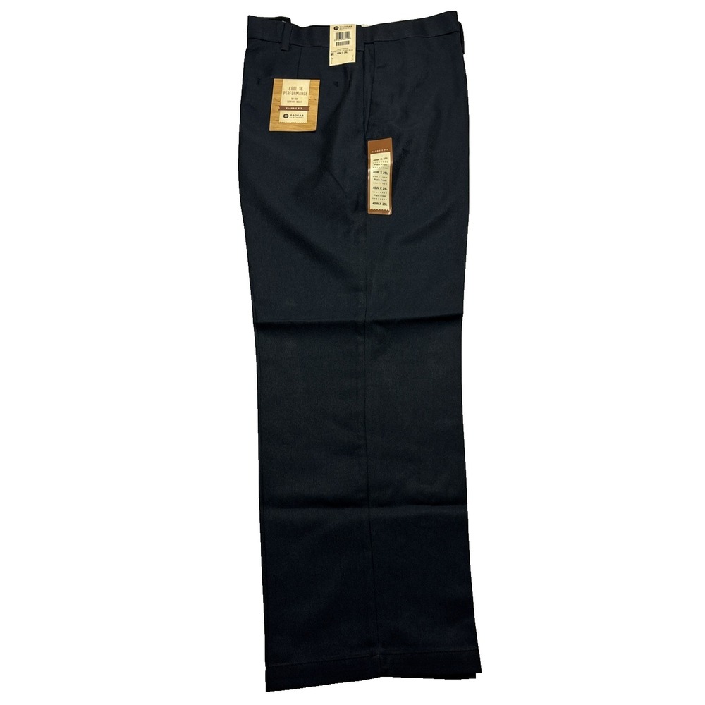 NWT Haggar Cool 18 Performance Dress Pants Men 40x29 Classic Fit Flat Front Blue